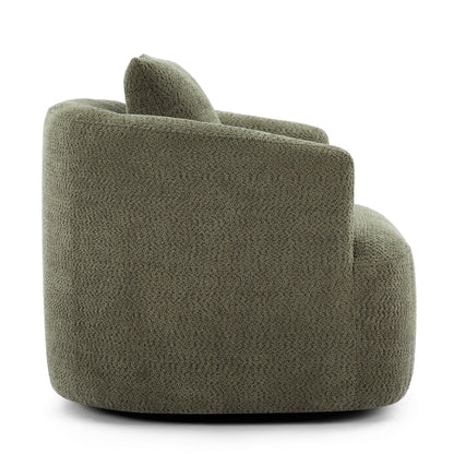 Roomfitters Fauteuil pivotant rembourré en chenille à 360° avec coussin décoratif pour salon, chambre, bureau, hôtel