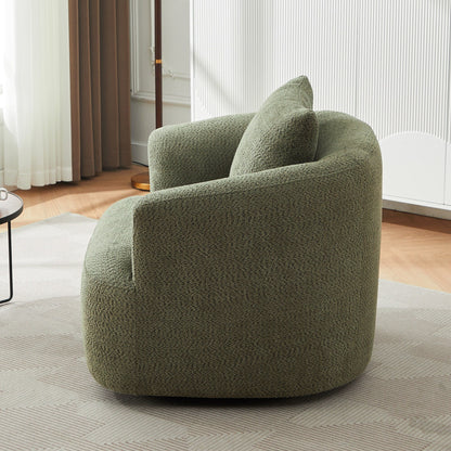 Roomfitters Fauteuil pivotant rembourré en chenille à 360° avec coussin décoratif pour salon, chambre, bureau, hôtel