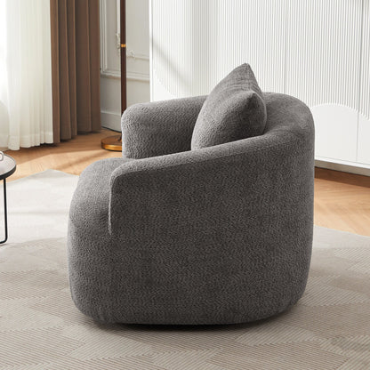 Roomfitters Fauteuil pivotant rembourré en chenille à 360° avec coussin décoratif pour salon, chambre, bureau, hôtel