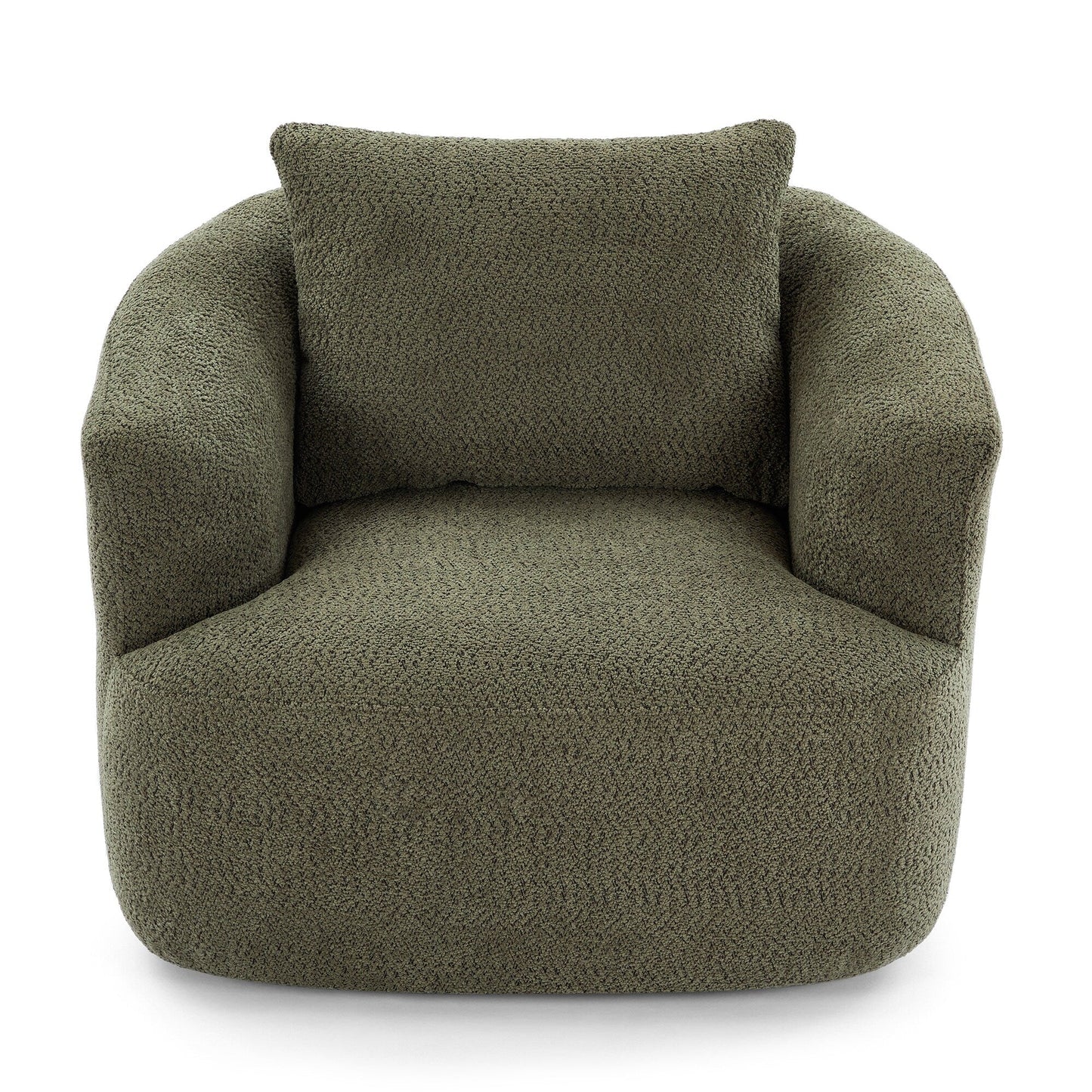 Roomfitters Fauteuil pivotant rembourré en chenille à 360° avec coussin décoratif pour salon, chambre, bureau, hôtel