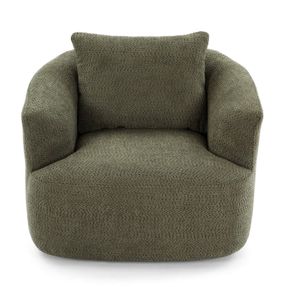 Roomfitters Fauteuil pivotant rembourré en chenille à 360° avec coussin décoratif pour salon, chambre, bureau, hôtel