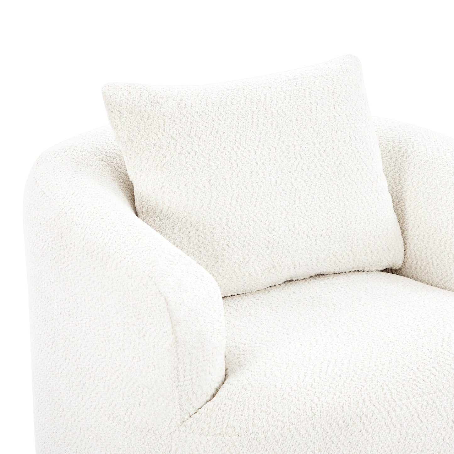 Roomfitters Fauteuil pivotant rembourré en chenille à 360° avec coussin décoratif pour salon, chambre, bureau, hôtel