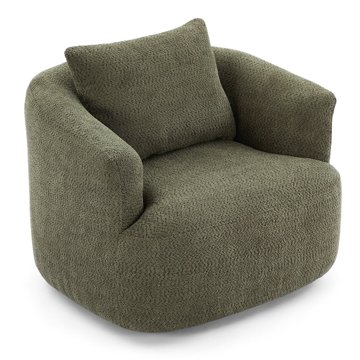 Roomfitters Fauteuil pivotant rembourré en chenille à 360° avec coussin décoratif pour salon, chambre, bureau, hôtel