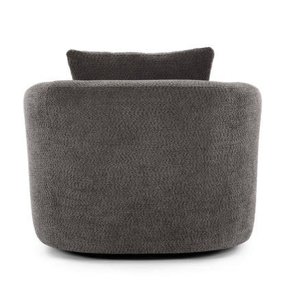 Roomfitters Fauteuil pivotant rembourré en chenille à 360° avec coussin décoratif pour salon, chambre, bureau, hôtel