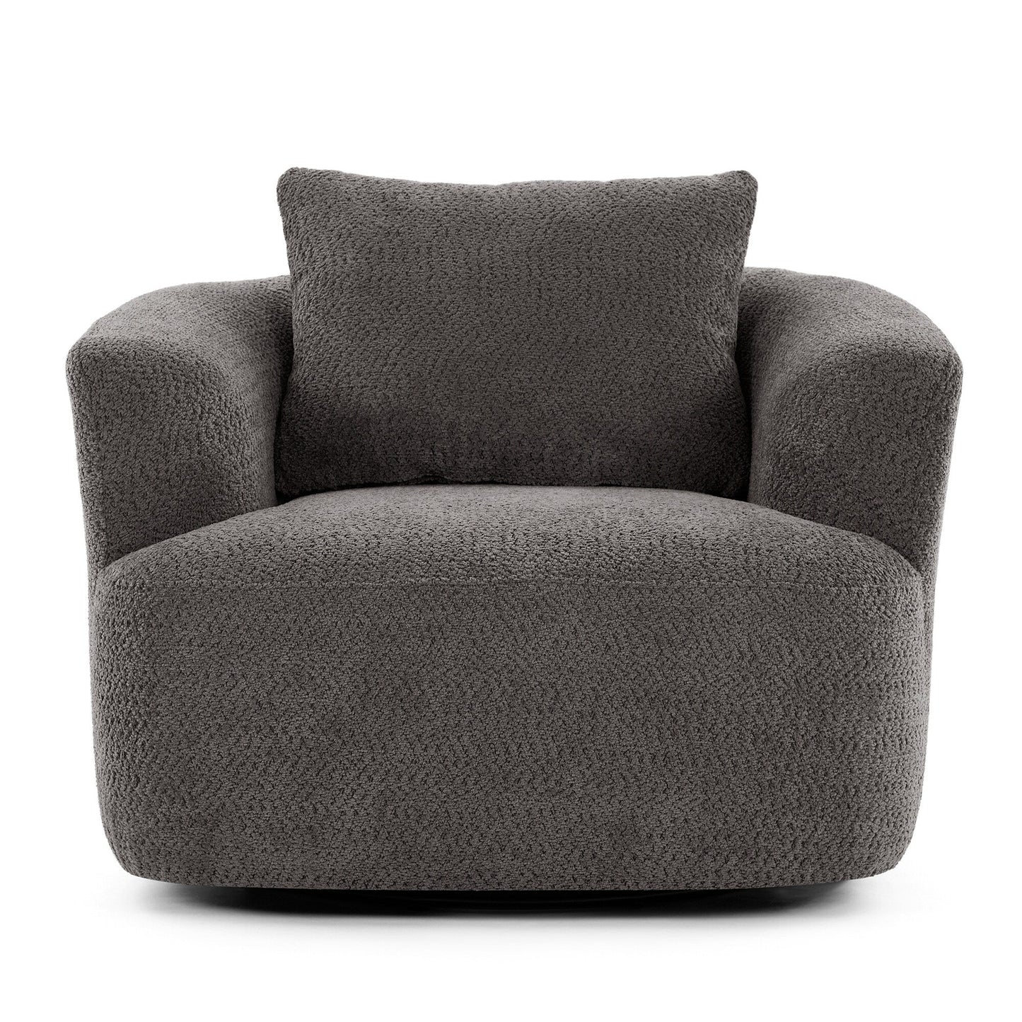 Roomfitters Fauteuil pivotant rembourré en chenille à 360° avec coussin décoratif pour salon, chambre, bureau, hôtel