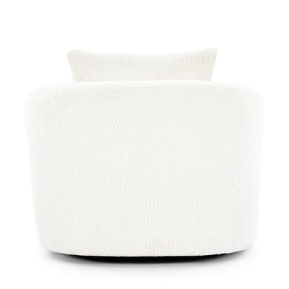 Roomfitters Fauteuil pivotant rembourré en chenille à 360° avec coussin décoratif pour salon, chambre, bureau, hôtel