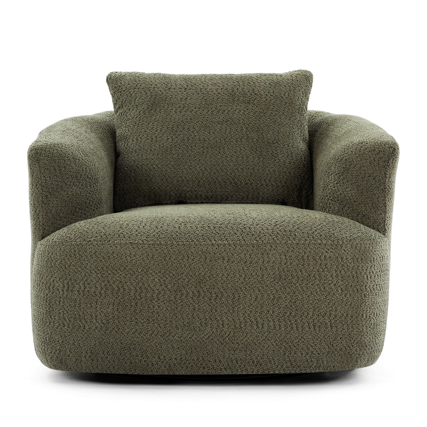 Roomfitters Fauteuil pivotant rembourré en chenille à 360° avec coussin décoratif pour salon, chambre, bureau, hôtel