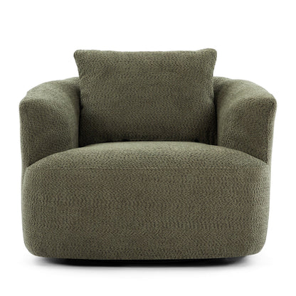 Roomfitters Fauteuil pivotant rembourré en chenille à 360° avec coussin décoratif pour salon, chambre, bureau, hôtel