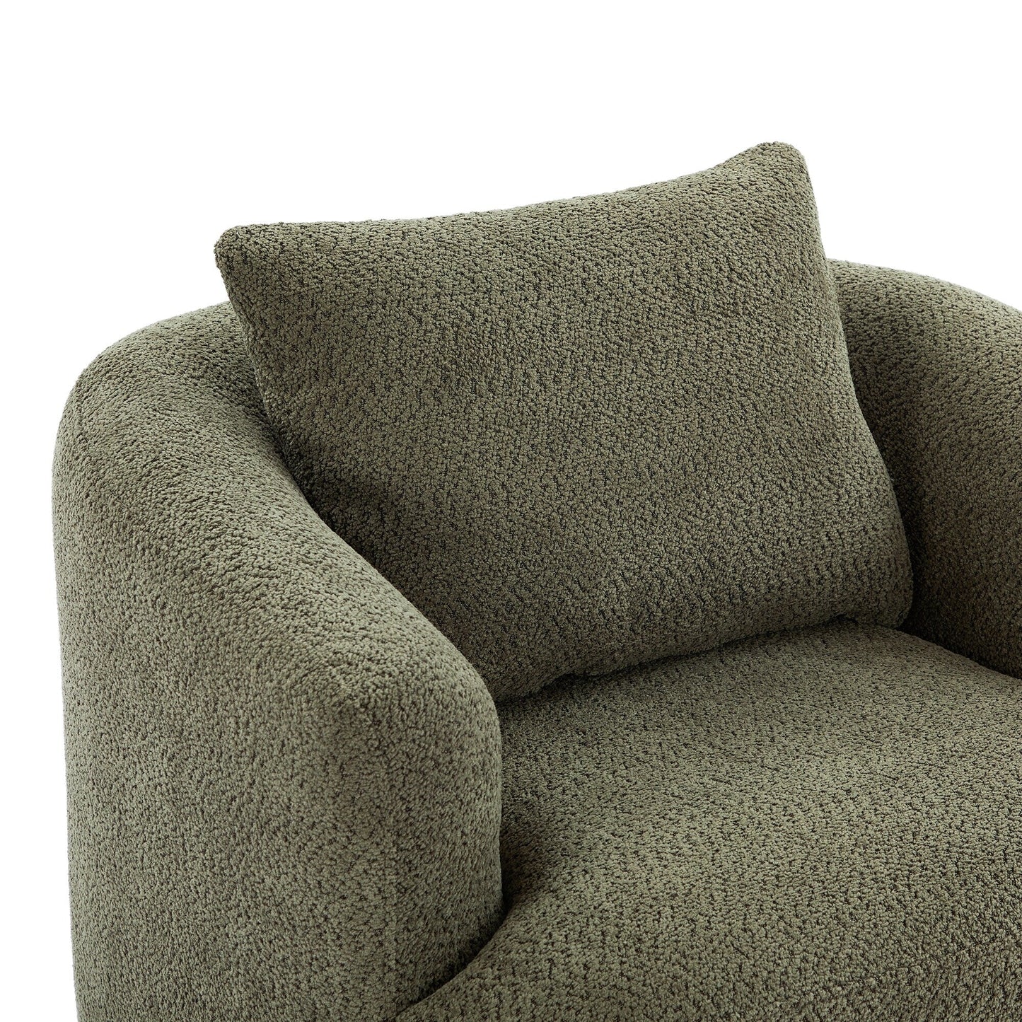 Roomfitters Fauteuil pivotant rembourré en chenille à 360° avec coussin décoratif pour salon, chambre, bureau, hôtel