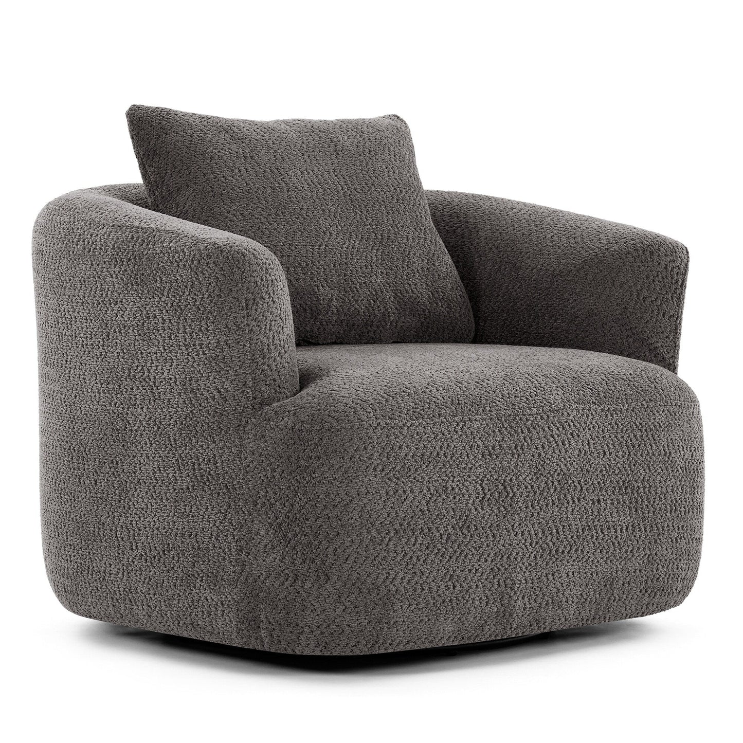 Roomfitters Fauteuil pivotant rembourré en chenille à 360° avec coussin décoratif pour salon, chambre, bureau, hôtel