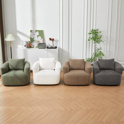 Roomfitters Fauteuil pivotant rembourré en chenille à 360° avec coussin décoratif pour salon, chambre, bureau, hôtel