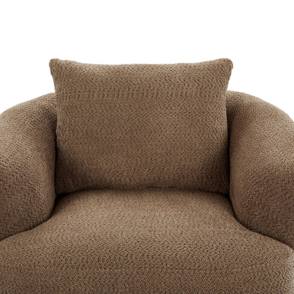 Roomfitters Fauteuil pivotant rembourré en chenille à 360° avec coussin décoratif pour salon, chambre, bureau, hôtel