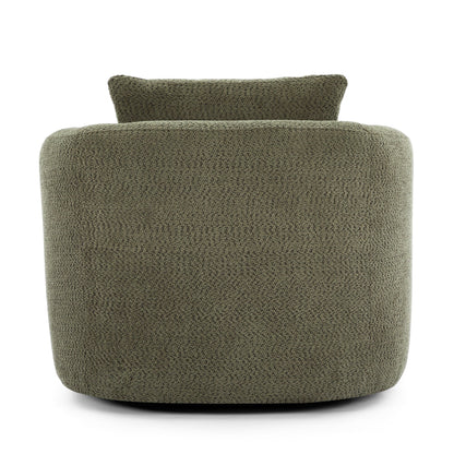 Roomfitters Fauteuil pivotant rembourré en chenille à 360° avec coussin décoratif pour salon, chambre, bureau, hôtel