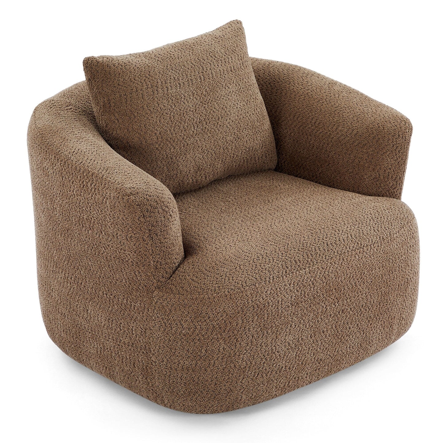 Roomfitters Fauteuil pivotant rembourré en chenille à 360° avec coussin décoratif pour salon, chambre, bureau, hôtel