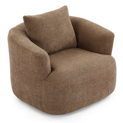 Roomfitters Fauteuil pivotant rembourré en chenille à 360° avec coussin décoratif pour salon, chambre, bureau, hôtel