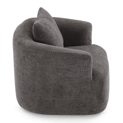 Roomfitters Fauteuil pivotant rembourré en chenille à 360° avec coussin décoratif pour salon, chambre, bureau, hôtel