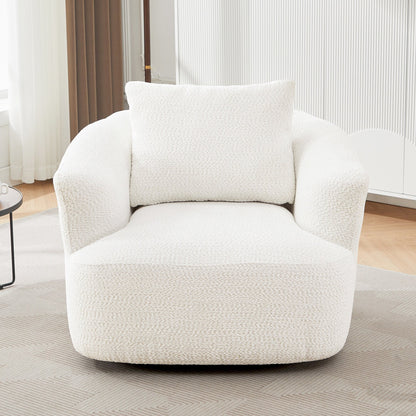 Roomfitters Fauteuil pivotant rembourré en chenille à 360° avec coussin décoratif pour salon, chambre, bureau, hôtel