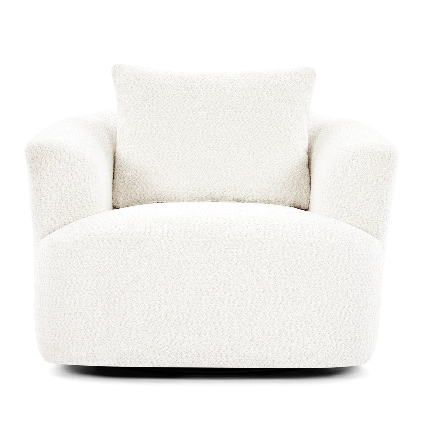 Roomfitters Fauteuil pivotant rembourré en chenille à 360° avec coussin décoratif pour salon, chambre, bureau, hôtel