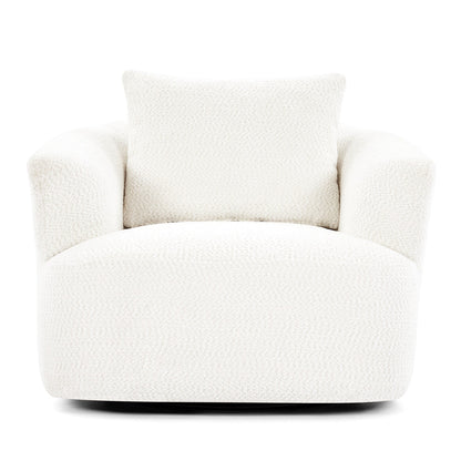 Roomfitters Fauteuil pivotant rembourré en chenille à 360° avec coussin décoratif pour salon, chambre, bureau, hôtel