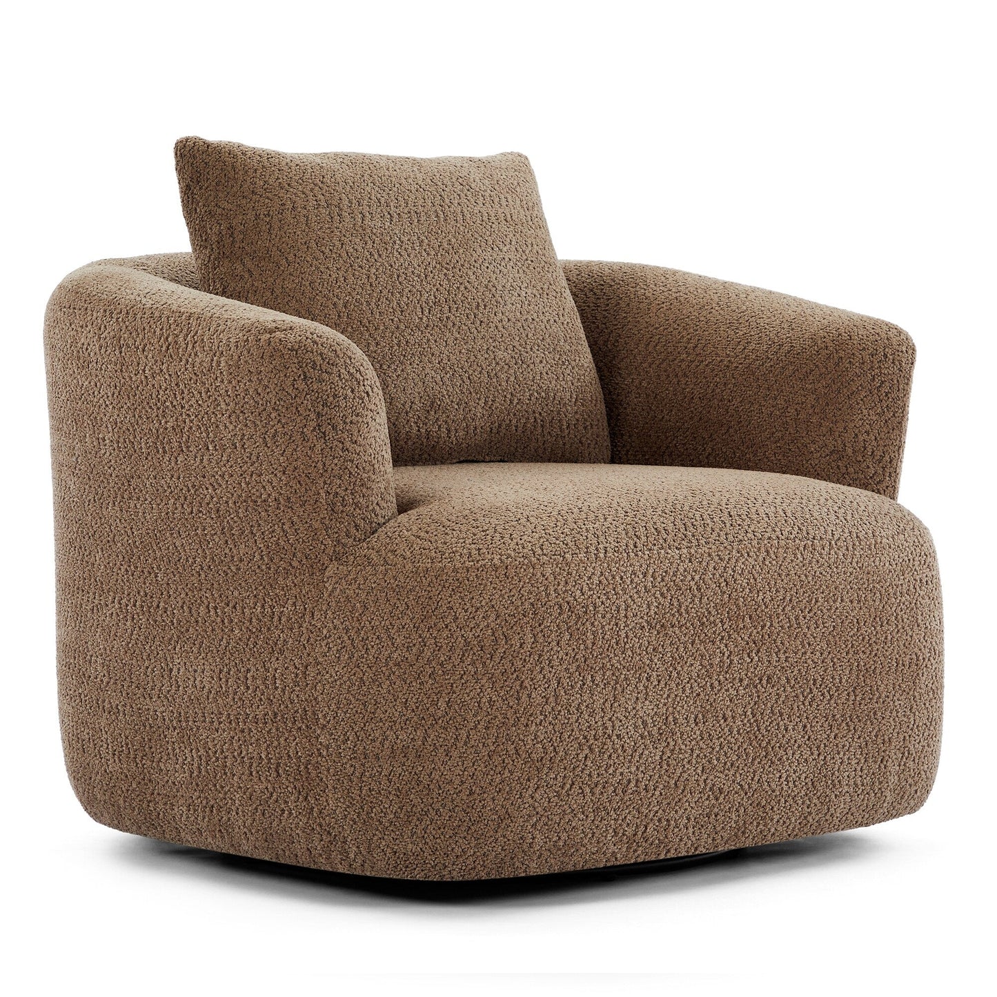 Roomfitters Fauteuil pivotant rembourré en chenille à 360° avec coussin décoratif pour salon, chambre, bureau, hôtel