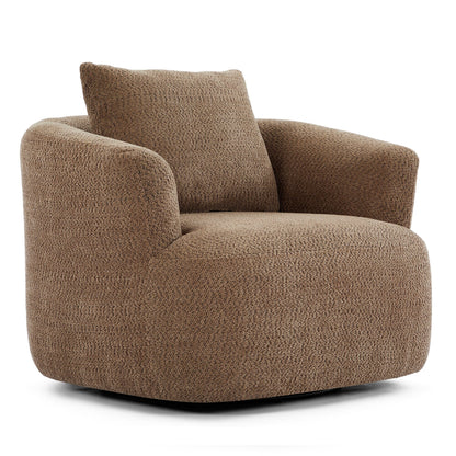 Roomfitters Fauteuil pivotant rembourré en chenille à 360° avec coussin décoratif pour salon, chambre, bureau, hôtel