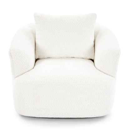 Roomfitters Fauteuil pivotant rembourré en chenille à 360° avec coussin décoratif pour salon, chambre, bureau, hôtel