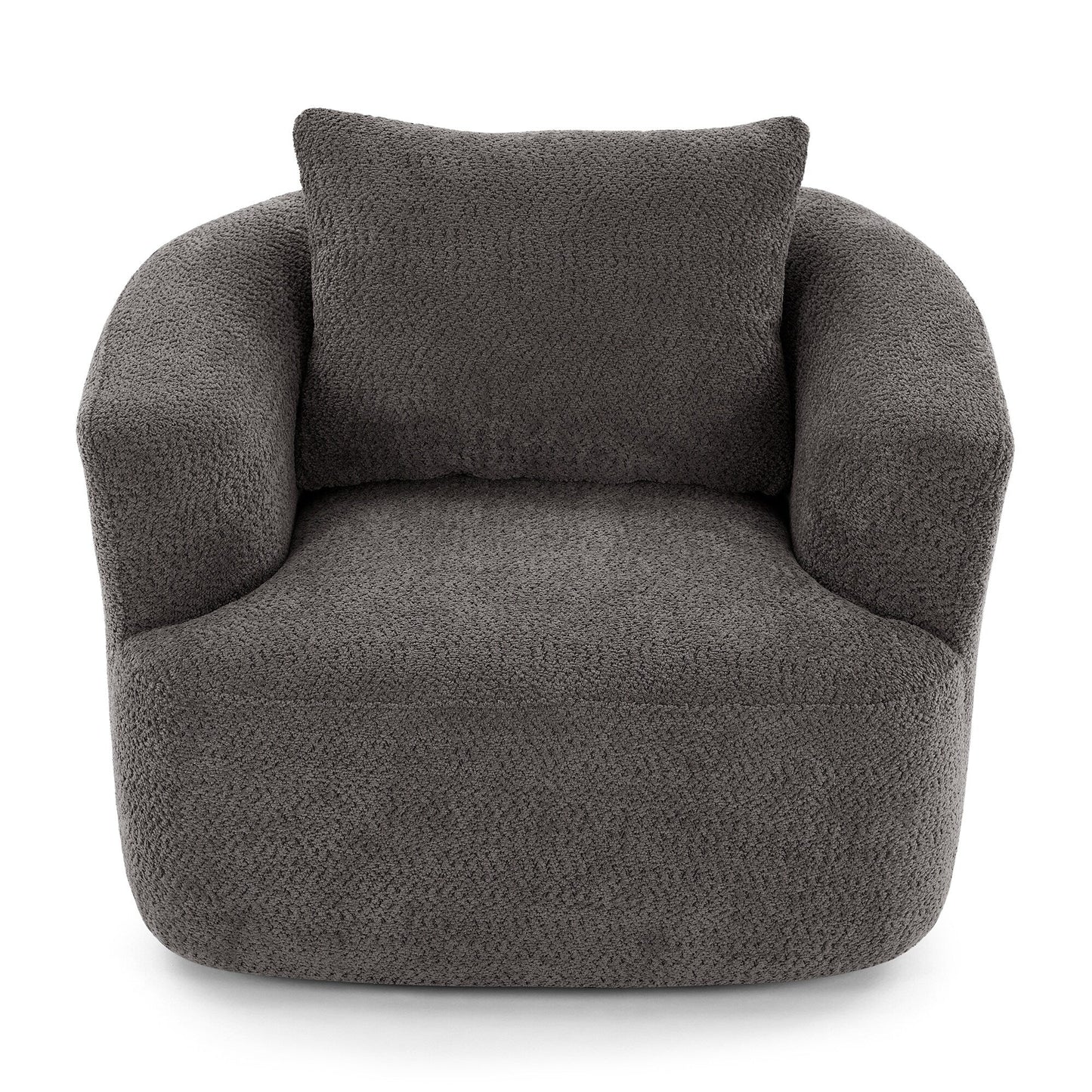 Roomfitters Fauteuil pivotant rembourré en chenille à 360° avec coussin décoratif pour salon, chambre, bureau, hôtel