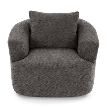 Roomfitters Fauteuil pivotant rembourré en chenille à 360° avec coussin décoratif pour salon, chambre, bureau, hôtel