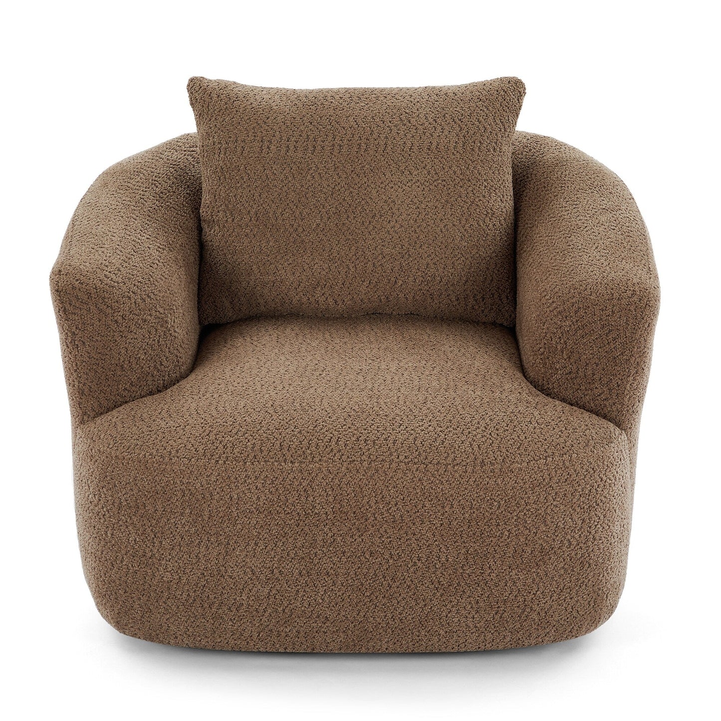 Roomfitters Fauteuil pivotant rembourré en chenille à 360° avec coussin décoratif pour salon, chambre, bureau, hôtel