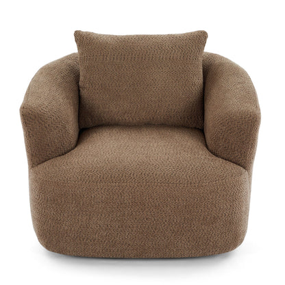 Roomfitters Fauteuil pivotant rembourré en chenille à 360° avec coussin décoratif pour salon, chambre, bureau, hôtel