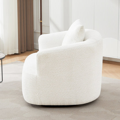 Roomfitters Fauteuil pivotant rembourré en chenille à 360° avec coussin décoratif pour salon, chambre, bureau, hôtel