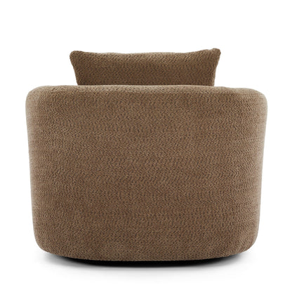 Roomfitters Fauteuil pivotant rembourré en chenille à 360° avec coussin décoratif pour salon, chambre, bureau, hôtel