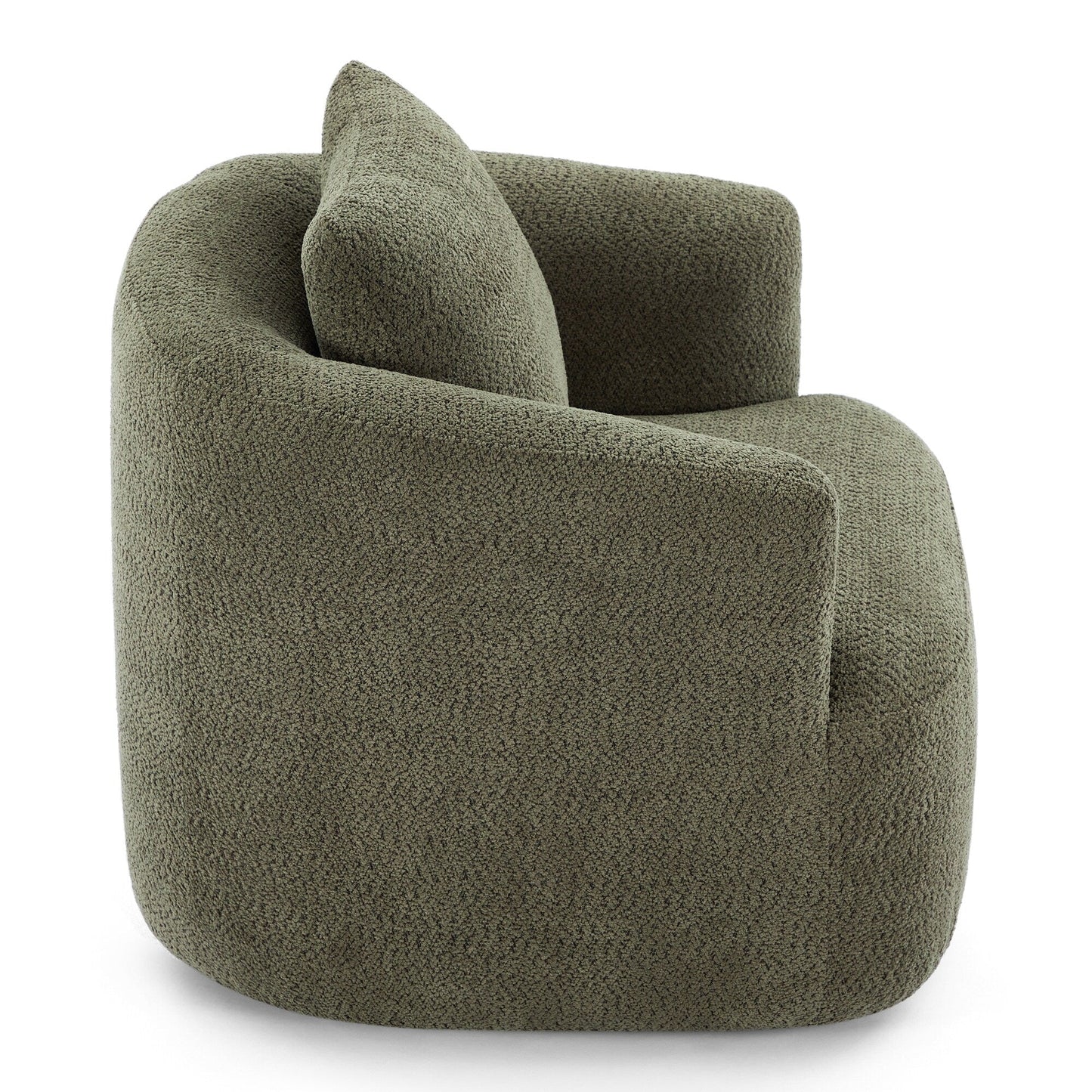 Roomfitters Fauteuil pivotant rembourré en chenille à 360° avec coussin décoratif pour salon, chambre, bureau, hôtel