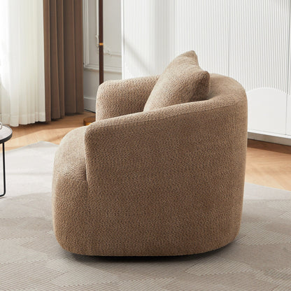 Roomfitters Fauteuil pivotant rembourré en chenille à 360° avec coussin décoratif pour salon, chambre, bureau, hôtel
