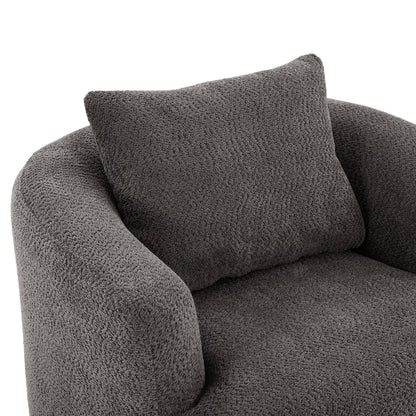 Roomfitters Fauteuil pivotant rembourré en chenille à 360° avec coussin décoratif pour salon, chambre, bureau, hôtel