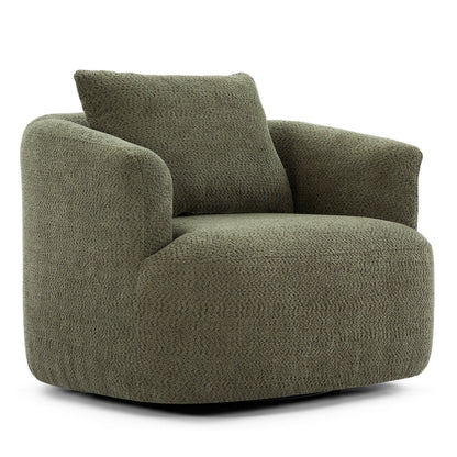 Roomfitters Fauteuil pivotant rembourré en chenille à 360° avec coussin décoratif pour salon, chambre, bureau, hôtel