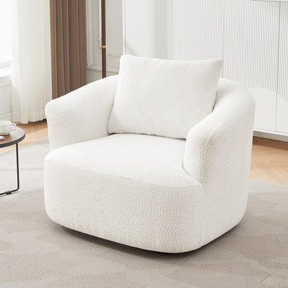 Roomfitters Fauteuil pivotant rembourré en chenille à 360° avec coussin décoratif pour salon, chambre, bureau, hôtel