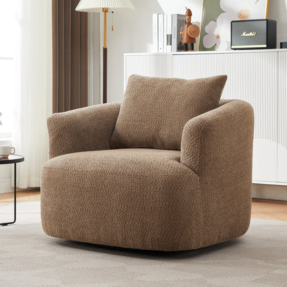 Roomfitters Fauteuil pivotant rembourré en chenille à 360° avec coussin décoratif pour salon, chambre, bureau, hôtel