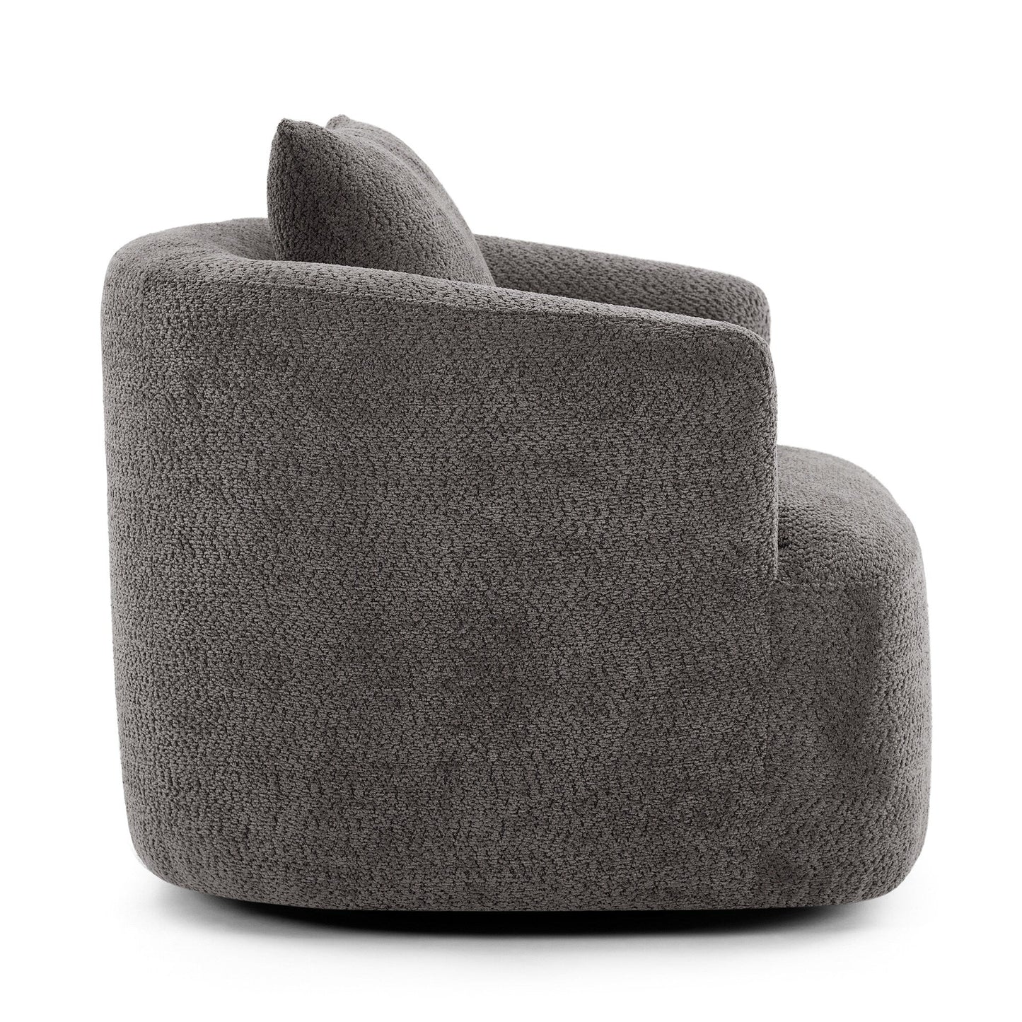 Roomfitters Fauteuil pivotant rembourré en chenille à 360° avec coussin décoratif pour salon, chambre, bureau, hôtel