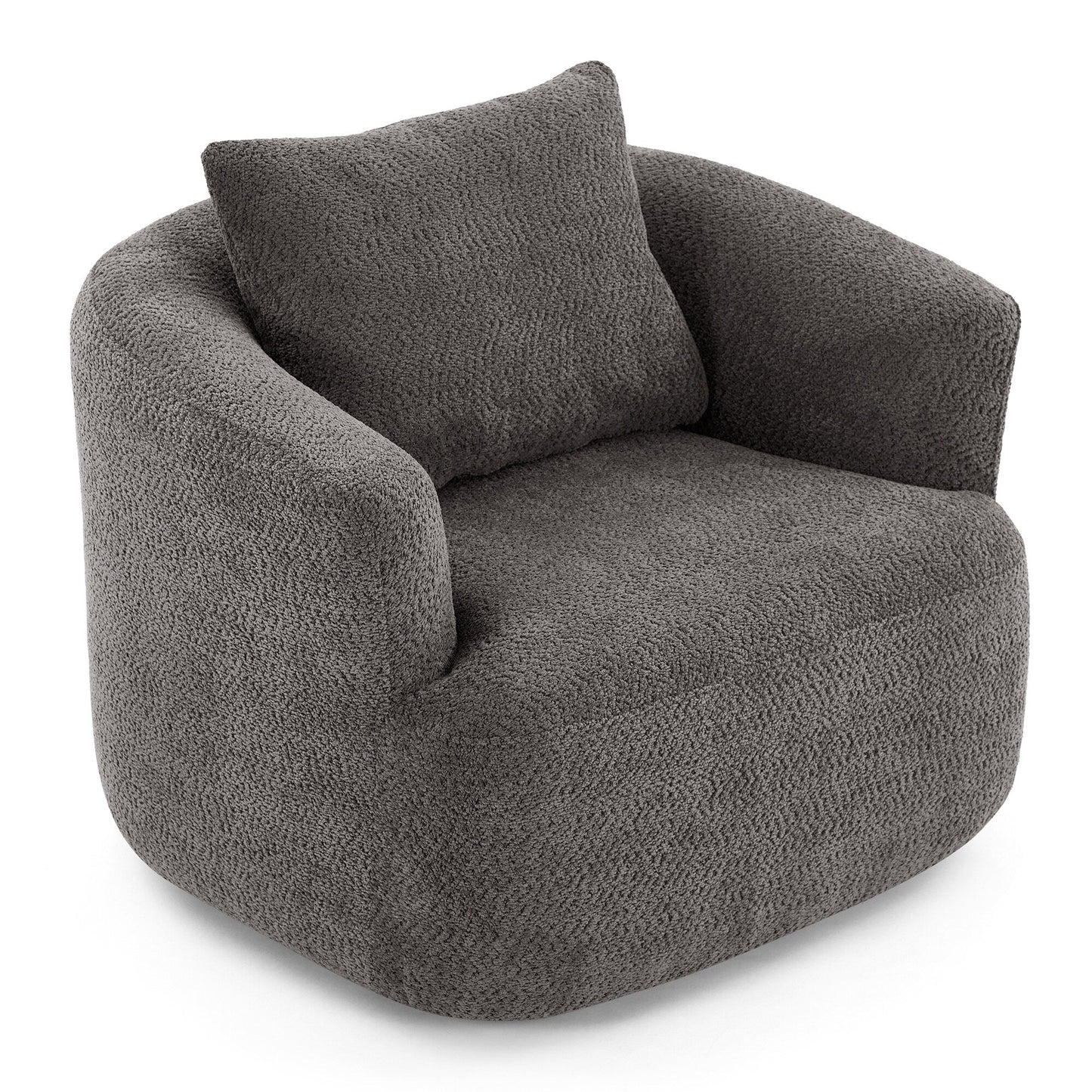 Roomfitters Fauteuil pivotant rembourré en chenille à 360° avec coussin décoratif pour salon, chambre, bureau, hôtel
