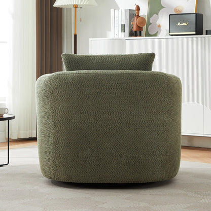 Roomfitters Fauteuil pivotant rembourré en chenille à 360° avec coussin décoratif pour salon, chambre, bureau, hôtel