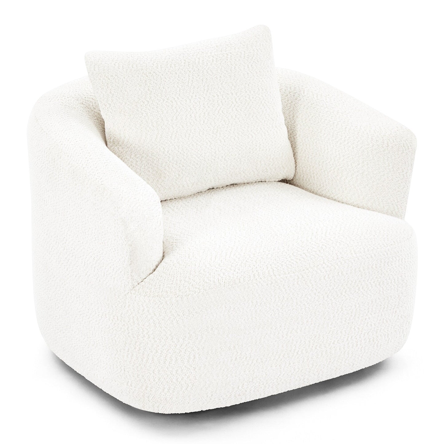 Roomfitters Fauteuil pivotant rembourré en chenille à 360° avec coussin décoratif pour salon, chambre, bureau, hôtel
