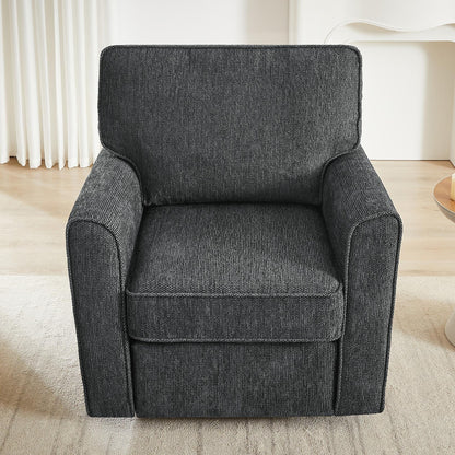 Fauteuil d'appoint pivotant à 360° rembourré Roomfitters avec poches latérales pour salon, chambre, bureau, hôtel