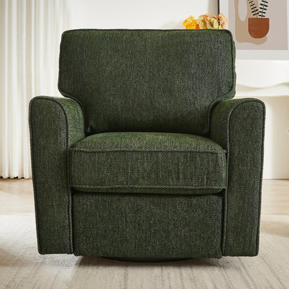 Fauteuil d'appoint pivotant à 360° rembourré Roomfitters avec poches latérales pour salon, chambre, bureau, hôtel