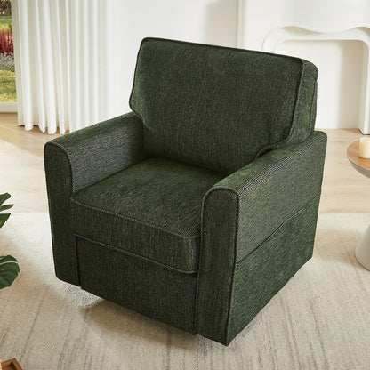 Fauteuil d'appoint pivotant à 360° rembourré Roomfitters avec poches latérales pour salon, chambre, bureau, hôtel