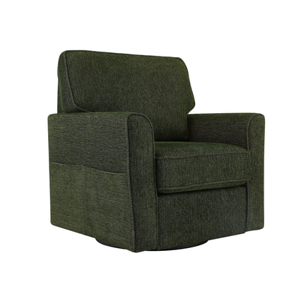 Fauteuil d'appoint pivotant à 360° rembourré Roomfitters avec poches latérales pour salon, chambre, bureau, hôtel