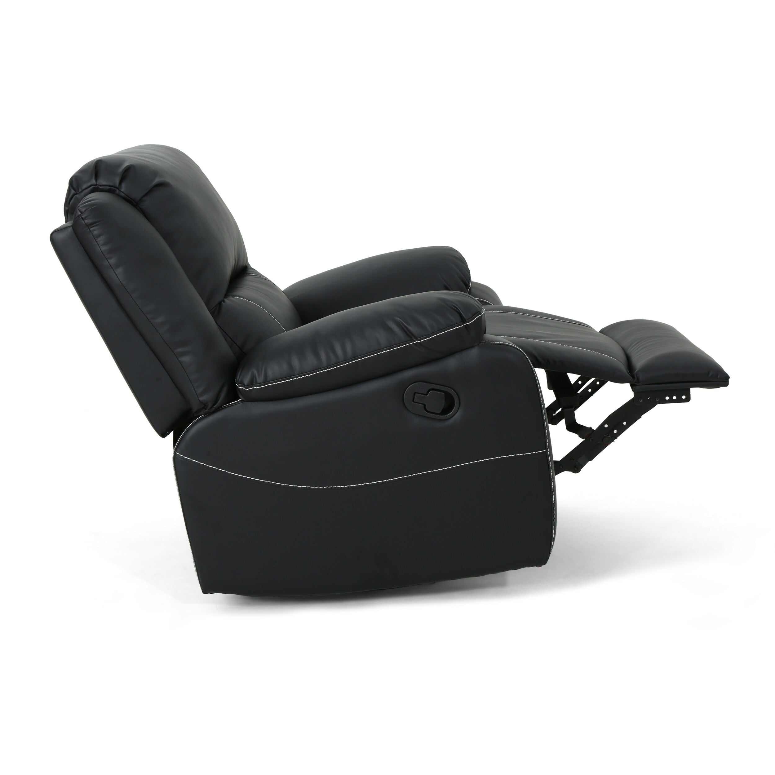 Fauteuil inclinable standard pivotant manuel en similicuir de 39 pouces de large, confortable et idéal pour le salon.