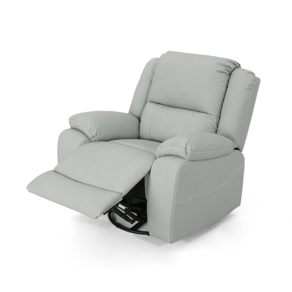 Fauteuil inclinable standard pivotant manuel en similicuir de 39 pouces de large, confortable et idéal pour le salon.