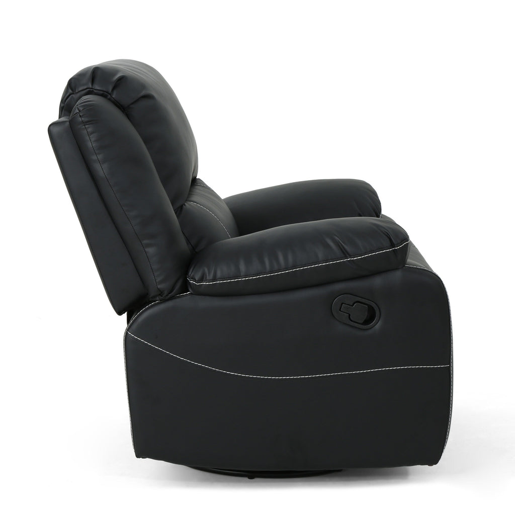 Fauteuil inclinable standard pivotant manuel en similicuir de 39 pouces de large, confortable et idéal pour le salon.