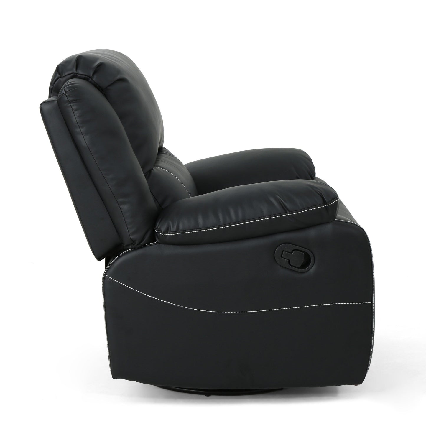 Fauteuil inclinable standard pivotant manuel en similicuir de 39 pouces de large, confortable et idéal pour le salon.